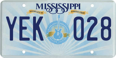MS license plate YEK028