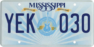 MS license plate YEK030