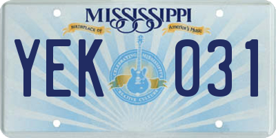 MS license plate YEK031
