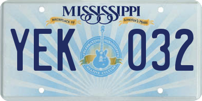 MS license plate YEK032