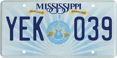 MS license plate YEK039