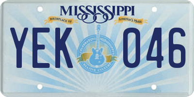 MS license plate YEK046