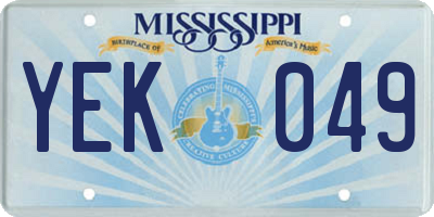 MS license plate YEK049
