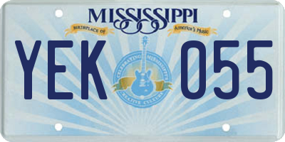 MS license plate YEK055
