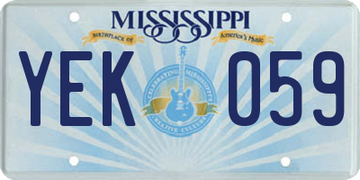 MS license plate YEK059