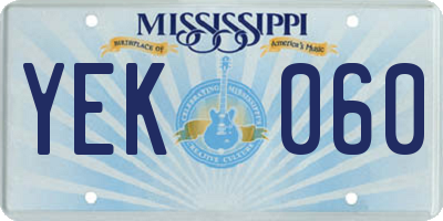 MS license plate YEK060