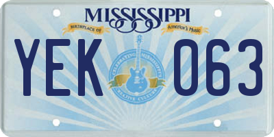MS license plate YEK063