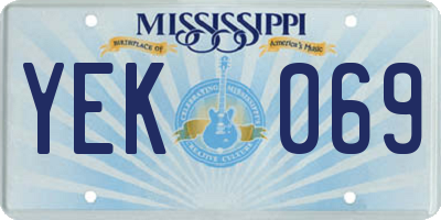 MS license plate YEK069