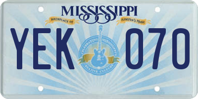 MS license plate YEK070