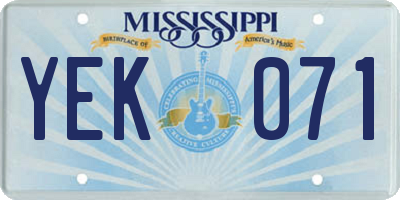 MS license plate YEK071