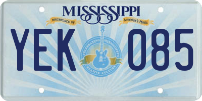 MS license plate YEK085