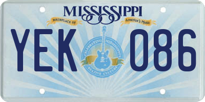 MS license plate YEK086