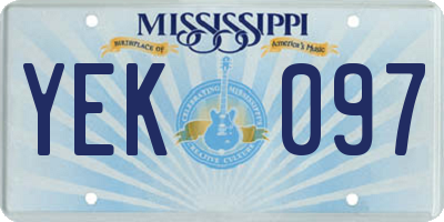 MS license plate YEK097