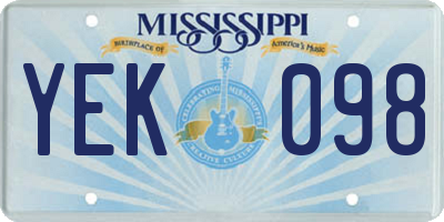 MS license plate YEK098