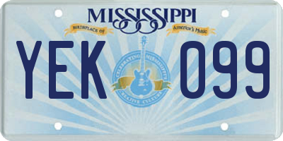 MS license plate YEK099