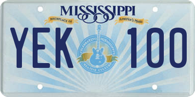 MS license plate YEK100