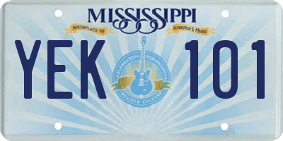 MS license plate YEK101