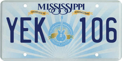 MS license plate YEK106