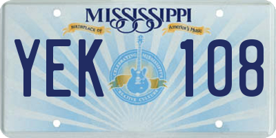 MS license plate YEK108
