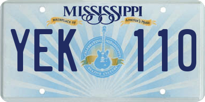 MS license plate YEK110
