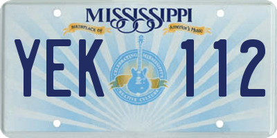 MS license plate YEK112