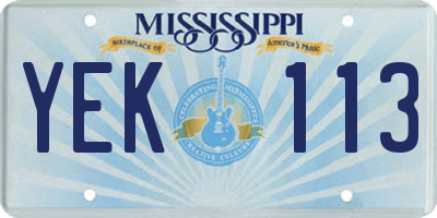 MS license plate YEK113