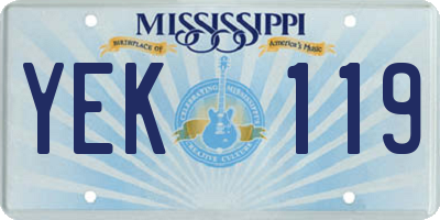 MS license plate YEK119