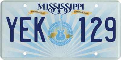 MS license plate YEK129