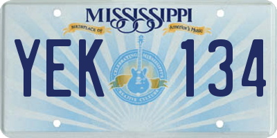 MS license plate YEK134