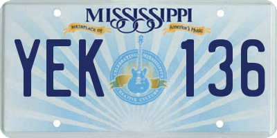MS license plate YEK136
