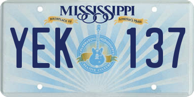 MS license plate YEK137