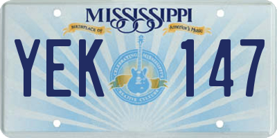 MS license plate YEK147