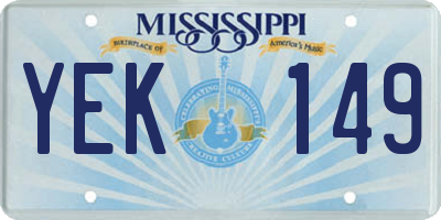 MS license plate YEK149