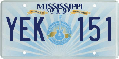 MS license plate YEK151
