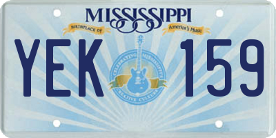 MS license plate YEK159