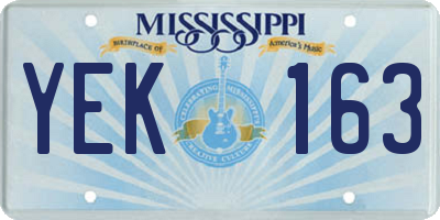 MS license plate YEK163