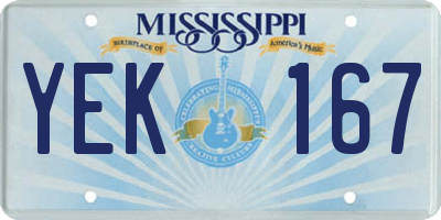 MS license plate YEK167