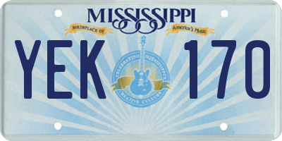 MS license plate YEK170