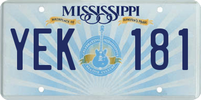MS license plate YEK181