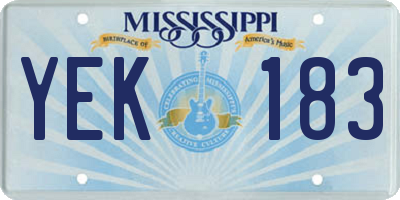 MS license plate YEK183