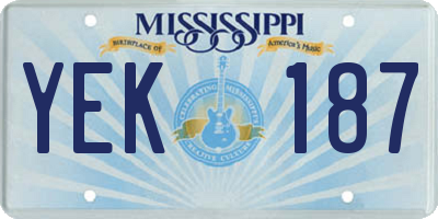 MS license plate YEK187