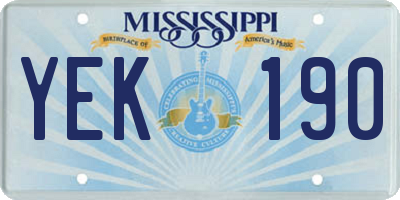 MS license plate YEK190