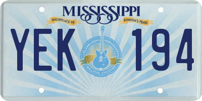 MS license plate YEK194
