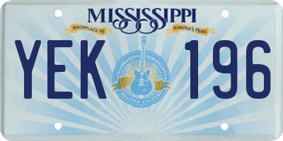 MS license plate YEK196