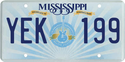 MS license plate YEK199