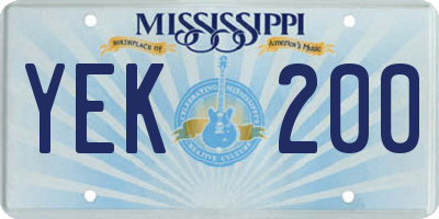 MS license plate YEK200