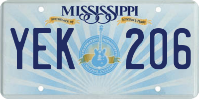 MS license plate YEK206