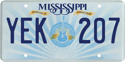 MS license plate YEK207