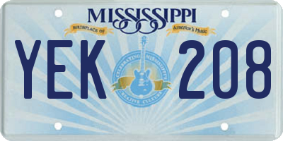 MS license plate YEK208