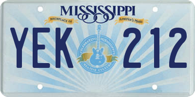 MS license plate YEK212